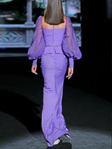 Hannibal Laguna Couture 2024. Vestido de noche en satín y gasa lavanda.