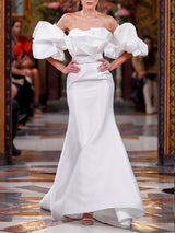 LOOK 1 Abito da sposa VOLARE in mikado pique.