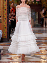 LOOK 24 Bridal T-shirt VERNIS made with crystal strips and VASILIUM Skirt made with tulle and pearlescent powder.