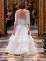 LOOK 24 Bridal T-shirt VERNIS made with crystal strips and VASILIUM Skirt made with tulle and pearlescent powder.