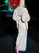 LOOK 3 Top & Falda LUIGIA & LORNA | Conjunto de fiesta en guipur troquelado | HANNIBAL LAGUNA