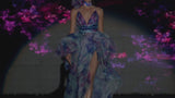 LOOK 8 Vestido KALIA | Vestido largo en organza estampada con escote en V y tirantes delicados