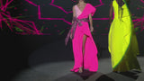 LOOK 19 IDANKO | Long party dress in coral and nude crepe
