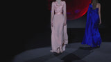 LOOK 25 Vestido JILBORAN | Vestido de fiesta realizado en satin y gasa color salmon y collar de swarovski
