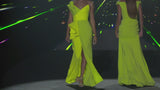 LOOK 17 ITALIER | Long crepe, lime and apple party dress