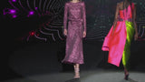 LOOK 40 ISTANBUL | Maroon sequin midi party dress