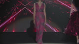 LOOK 10 IMANZU | Long ruby and gray embroidered party dress