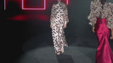 LOOK 3 IMPERIUS | Long satin party dress with harlequin print