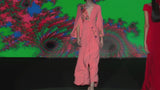 LOOK 23 Dress KATARA | Party dress in flamenco-colored crepe with V-neckline