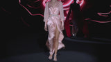 LOOK 28 JONIC Dress | Party dress made of satin and salmon-colored silk chiffon