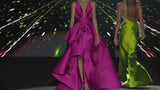 LOOK 36 ILUSITANIA | Long party dress in strawberry-colored mikado