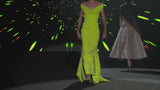 LOOK 16 IMANTIC / Long party dress in lime crepe
