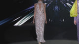 LOOK 24 IVANOVA | Nude and white sequin party dress