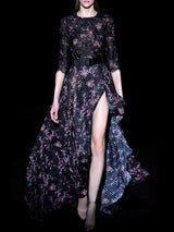 Vestido en gasa plumeti estampado floral de Hannibal Laguna