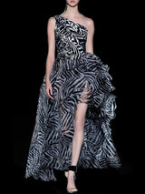CALADIO | Cuerpo en satin estampado cebra  de Hannibal Laguna
