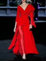 Vestido en crepe y gasa color geranio de Hannibal Laguna
