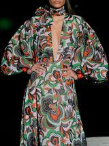 Vestido de fiesta en plumeti estampado de Hannibal Laguna