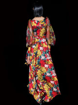 Vestido satín estampado floral y mangas bomber de Hannibal Laguna