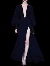 COLUMBUS | Vestido en crepe negro de Hannibal Laguna