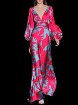 Vestido satín estampado y falda de capa de Hannibal Laguna.