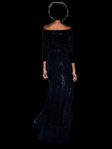 CALENDULA | Vestido en punto bordado con perlas negras de Hannibal Laguna
