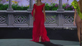 GUARDA 5 GERANIO | Abito da sera in chiffon color geranio