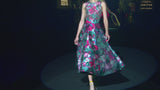 Look 23 SWEET | Dress in satin and printed organza nesgas midi skirt