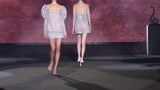 Look 26 XANADU | Short party dress in silver rhinestones
