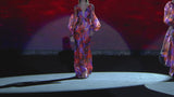 LOOK 2 FLORINELI | Long party dress in printed satin