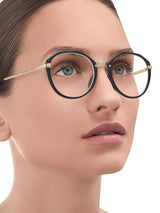 a woman wearing glasses and a glasses and glasses 