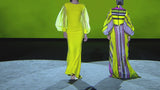 LOOK 15 FLUOR | Vestido de fiesta en crepe amarillo con falda sirena
