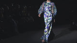 Look 14 CHAMPS | Vestido en satin estampado azaleas pato