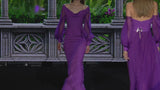 GUARDA 8 GOLET | Abito da sera in raso lavanda con gonna a sirena