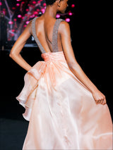 LOOK 13 Vestido LAFERTITI | Vestido de fiesta en organza bordada con escote palabra de honor