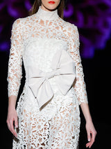 LOOK 1 INFINITY | Long printed chiffon dress with asymmetrical neckline