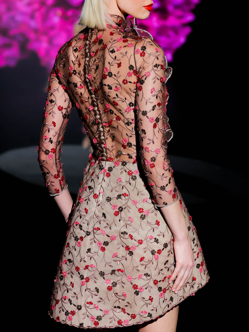LOOK 21 Vestido LISET | Vestido de fiesta en tul bordado floral con escote corazón y falda vaporosa
