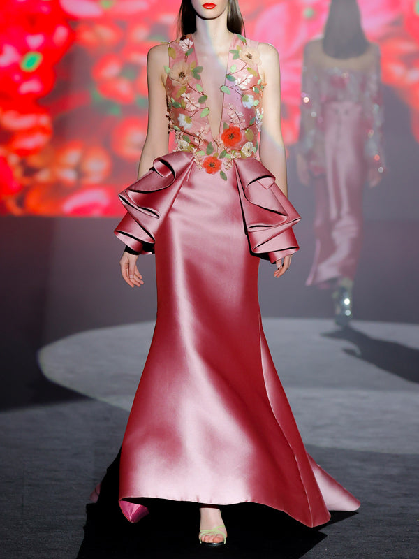 LOOK 24 Vestido LAURELI | Vestido de fiesta en tul bordado y mikado piqué con palabra de honor