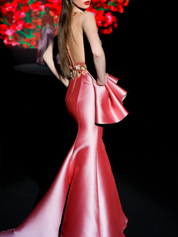 LOOK 24 Vestido LAURELI | Vestido de fiesta en tul bordado y mikado piqué con palabra de honor