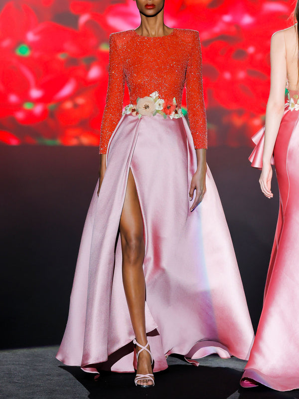 LOOK 25 Vestido LANVANT | Vestido de fiesta bordado con falda de mikado piqué estructurada