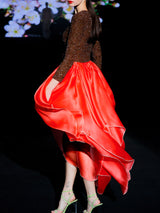 LOOK 1 INFINITY | Long printed chiffon dress with asymmetrical neckline