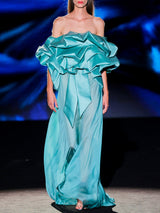 LOOK 29 Cuerpo & Falda MYSTERY & MINA | Conjunto de fiesta con cuerpo flor en mikado maldivas y falda capa en gasa a juego