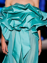 LOOK 29 Cuerpo & Falda MYSTERY & MINA | Conjunto de fiesta con cuerpo flor en mikado maldivas y falda capa en gasa a juego