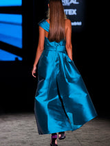 LOOK 32 Vestido MINUIT | Vestido de fiesta en mikado maldivas con escote corazón en pico, falda sirena y abertura con volantes