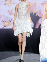 LOOK 9 Vestido LIONTIS | Vestido de fiesta en organza devoré con mangas globo y falda con vuelo