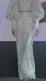 LOOK 3 Top & Skirt LUIGIA & LORNA | Party set in cut-out guipure lace