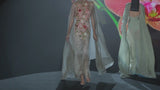 LOOK 1 INFINITY | Long printed chiffon dress with asymmetrical neckline