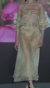 LOOK 18 Top Crop LOREL y Falda LIBI | Conjunto de fiesta en chantilly y garza de seda