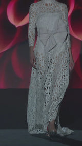 LOOK 1 LOMBART Dress | Laser-cut guipure party dress with asymmetrical skirt