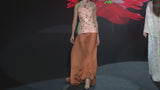 LOOK 1 INFINITY | Long printed chiffon dress with asymmetrical neckline