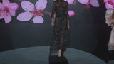 LOOK 1 INFINITY | Long printed chiffon dress with asymmetrical neckline